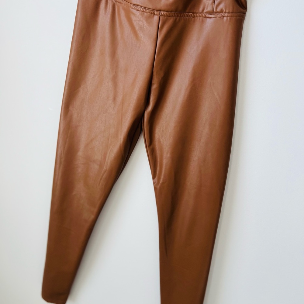 Jules & Leopold Tan Faux Fleece Lined Leather Leggings